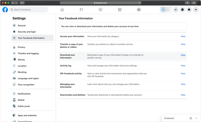 Facebook settings and privacy